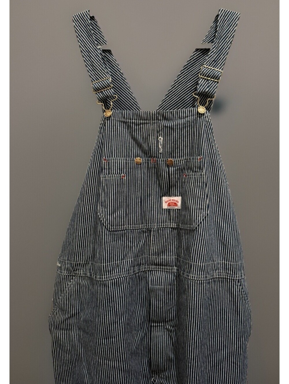 Round House Blue White Striped Workwear Bib Overalls Lot 45 Big & Tall 46x30